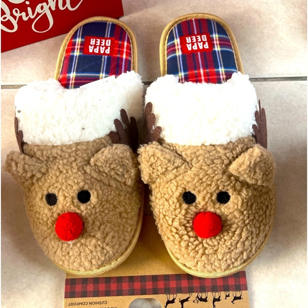 PAPA DEER MEN’S WARM & FUZZY SLIPPERS NWT SIZE LARGE 11-12 - Picture 2 of 8